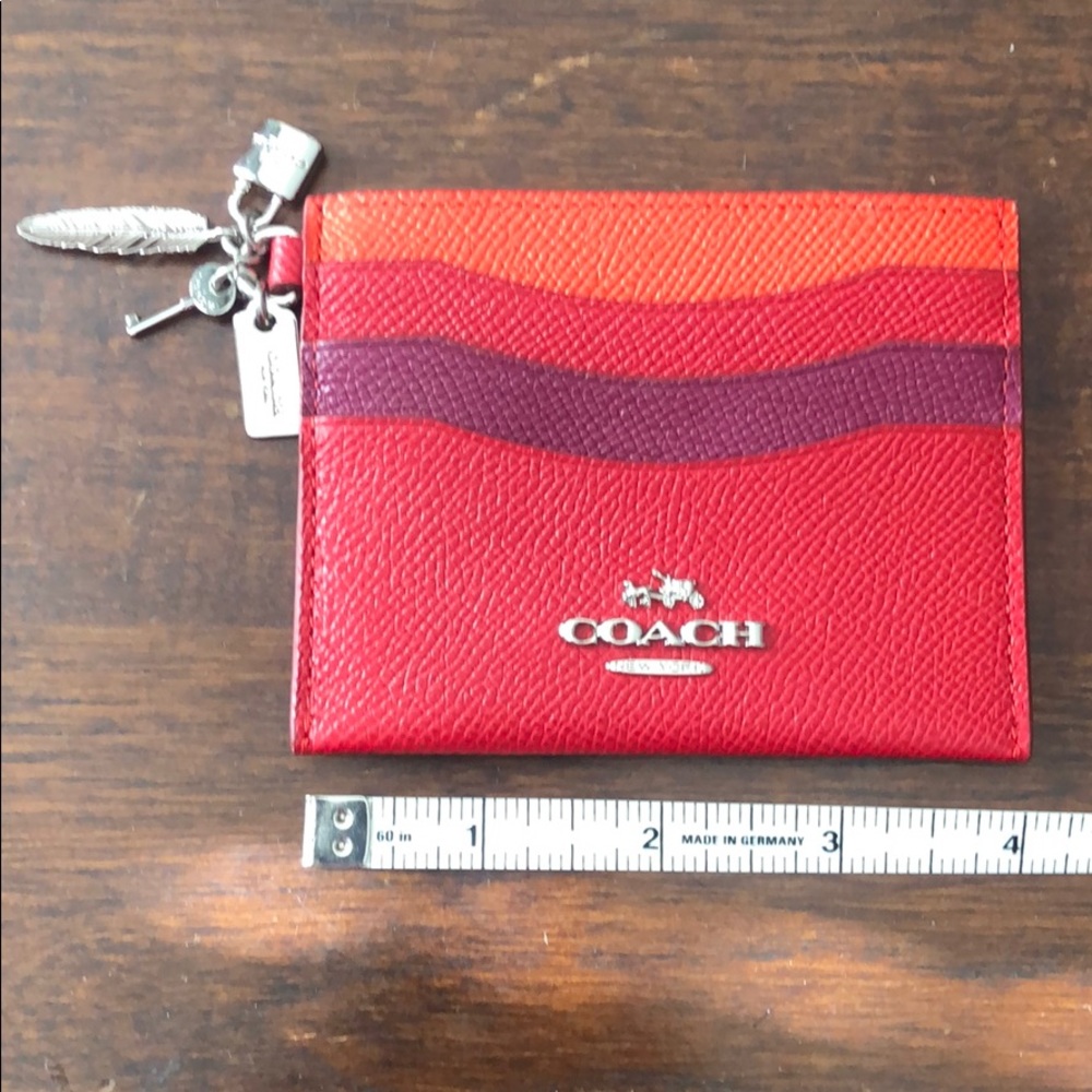 Coach Card Case in red color block NWT